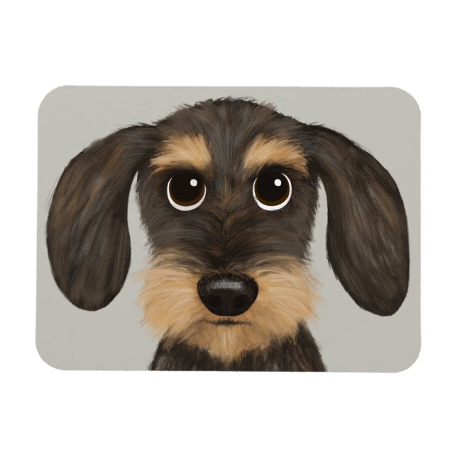 Magnet Flexible Wirehaired Dachshund | Cute Cartoon Dog Teckel (Horizontal)