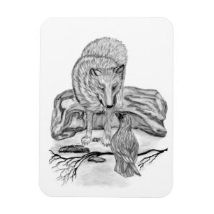 Magnet Flexible Wolf and Raven black and white design