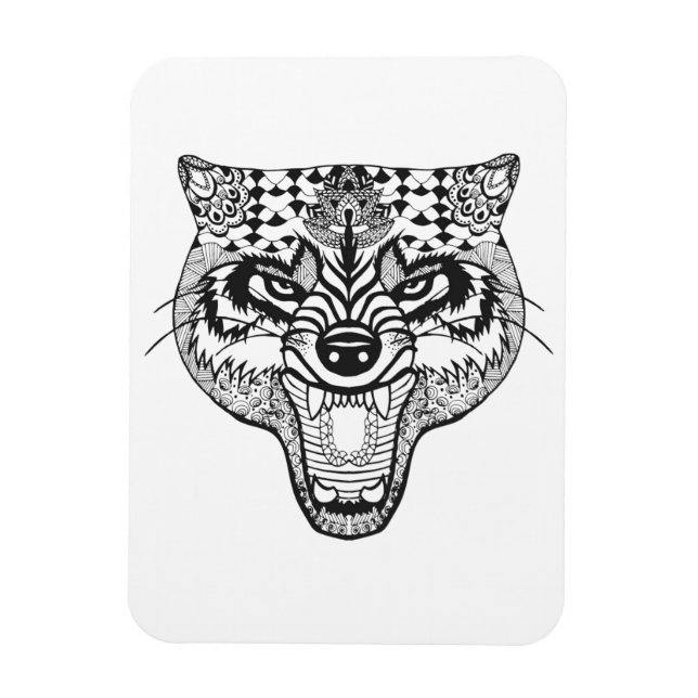 Magnet Flexible Wolf inspiré par Zentangle (Vertical)
