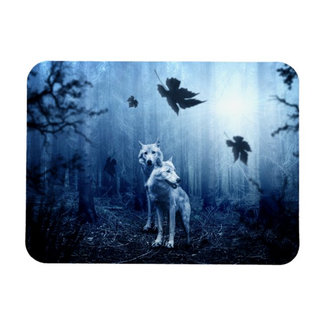 Magnet Flexible Wolves in the Forest at Dawn (Horizontal)