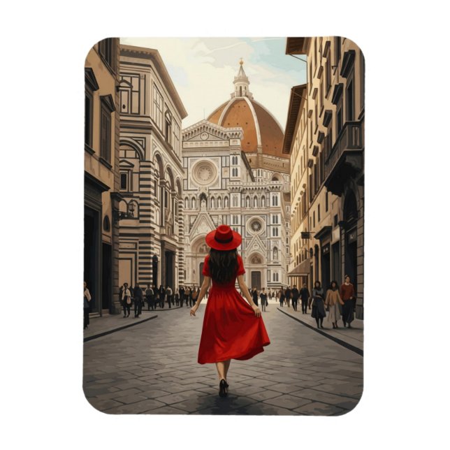 Magnet Flexible Woman in Florence Italy Travel (Vertical)