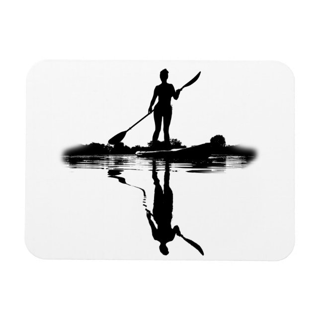 Magnet Flexible Woman on sup board, paddle boarding reflection (Horizontal)