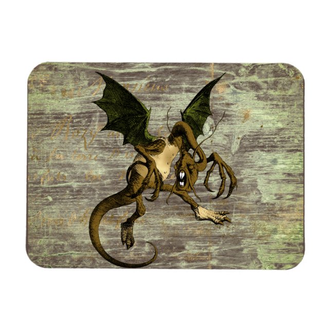 Magnet Flexible Wonderland Jabberwocky sur le bois en détresse (Horizontal)