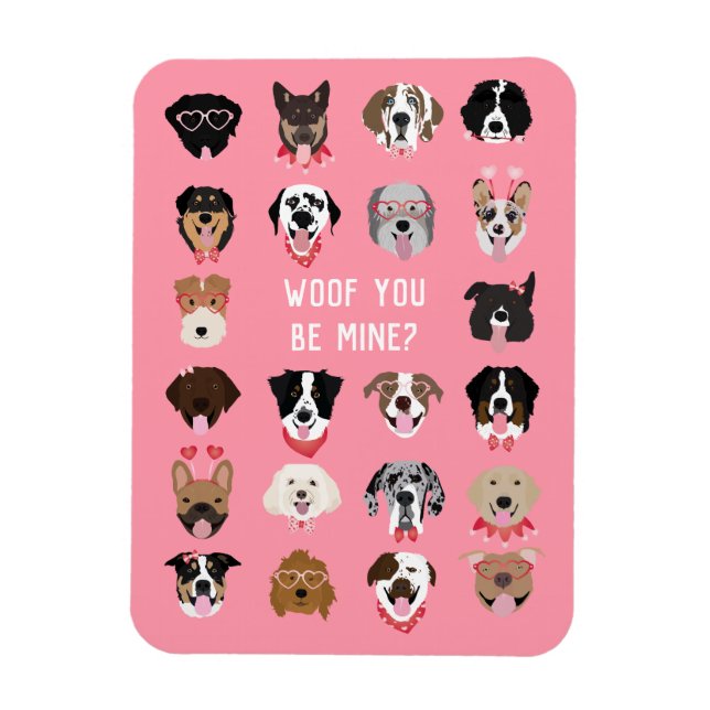 Magnet Flexible Woof You Be Mine Motif de Visage de Chien (Vertical)