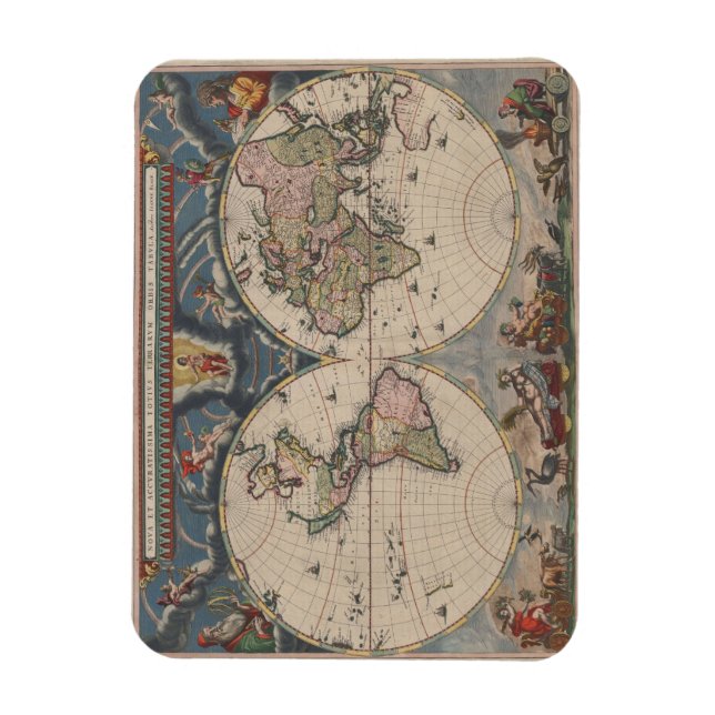 Magnet Flexible World Map Globe Travel Antique (Vertical)