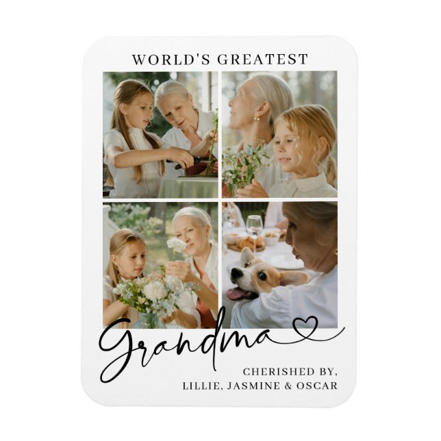 Magnet Flexible World's Greatest Grandma Photo Collage Script (Vertical)