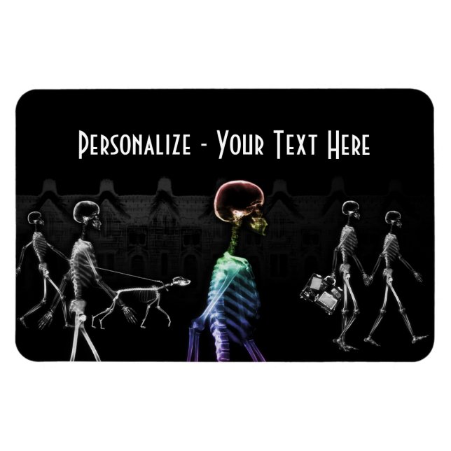 Magnet Flexible X-Ray Skeletons Midnight Stroll - B&W & Rainbow (Horizontal)
