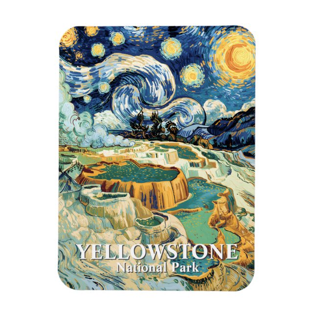 Magnet Flexible Yellowstone Hiver Mammoth Hot Springs Van Gogh (Vertical)