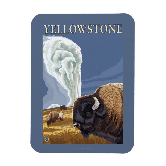 Magnet Flexible YellowstoneBison avec la vieille foi (Vertical)
