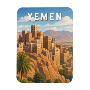 Magnet Flexible Yémen Illustration Voyage Art Vintage