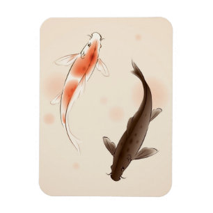 Magnet Flexible Yin Yang Koi fishes in oriental painting