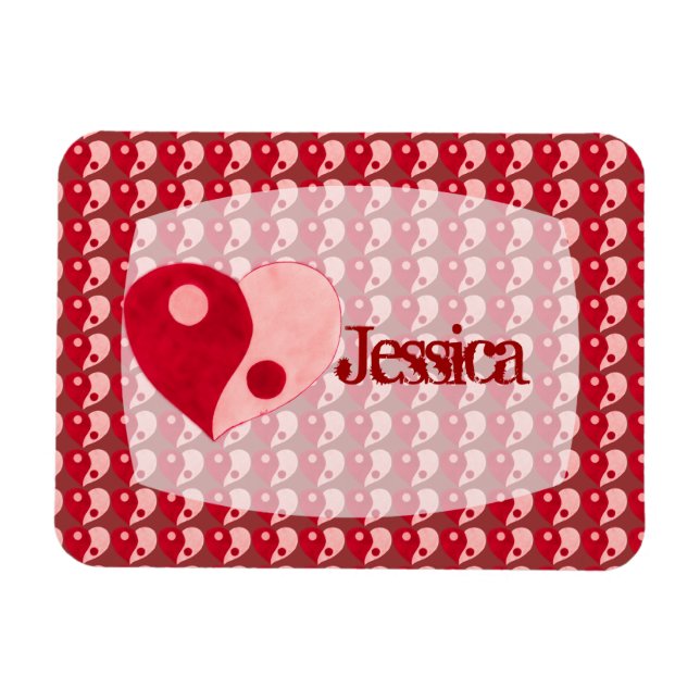 Magnet Flexible Ying Yang Heart (Rouge/Rose) (Horizontal)
