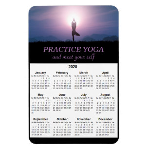 Magnet Flexible Yoga Vrksasana Pose Black Purple 2020 Calendrier