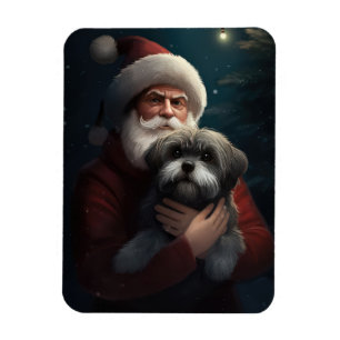 Magnet Flexible Yorkipoo avec Noël Festif du Père Noël