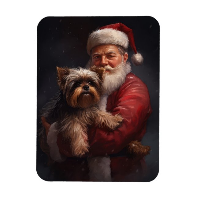 Magnet Flexible Yorkshire Terrier Santa Claus Festive Noël (Vertical)
