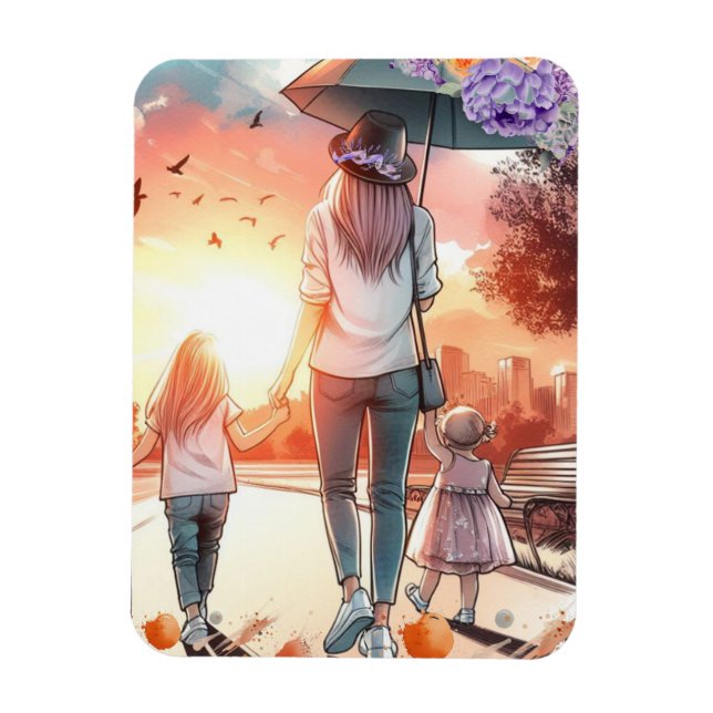Magnet Flexible Young Mom with Daughters Day Out (Vertical)