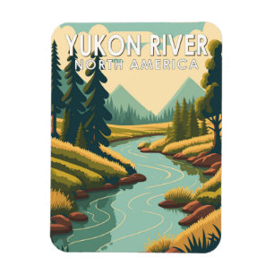 Magnet Flexible Yukon River North America Travel Art Vintage