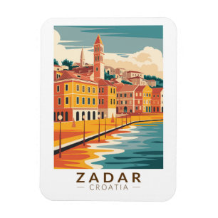 Magnet Flexible Zadar Croatie Illustration Voyage Art Vintage
