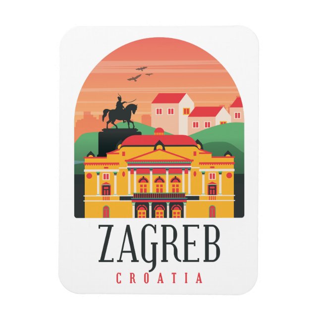 Magnet Flexible Zagreb Croatie Cityscape Photo Vintage (Vertical)