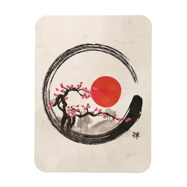 Magnet Flexible Zen Enso Circle et Sakura Tree (Vertical)