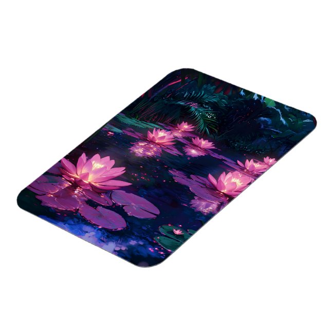 Magnet Flexible Zen minuit Nature Étang de lotus rose (Côté Gauche)