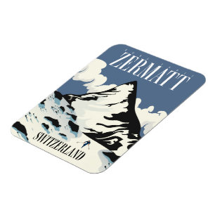 Magnet Flexible Zermatt Suisse impression de ski
