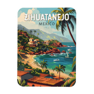 Magnet Flexible Zihuatanejo Mexique Voyage Art Vintage