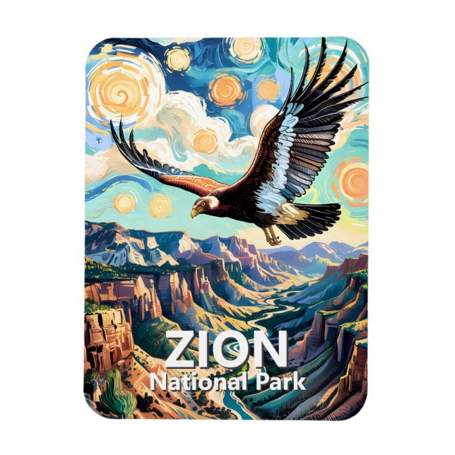 Magnet Flexible Zion Canyon Bird California Condor Vivid Van Gogh (Vertical)