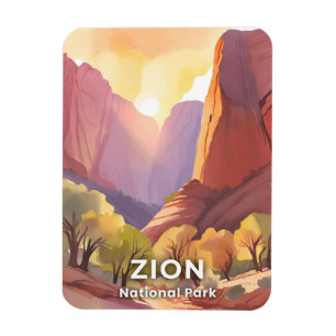 Magnet Flexible Zion National Park Aquarelle de voyage