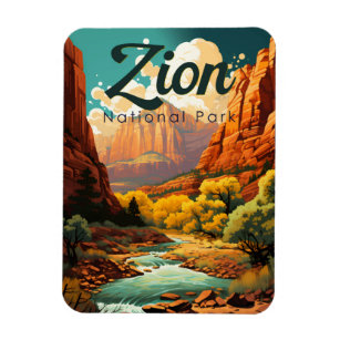 Magnet Flexible Zion National Park Illustration Retro