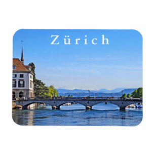 Magnet Flexible Zurich. Limmat. Hôtel de ville et pont.