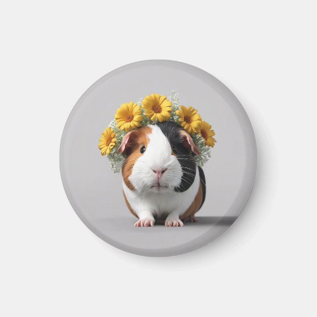 Magnet frigorifique 3D Boho pintade cobaye ronde (Devant)