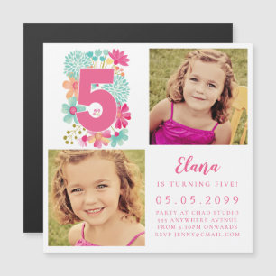 MAGNET Girls rose Numéro 5 5e anniversaire année p