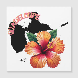 Magnet Guadeloupe Carte & Hibiscus