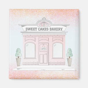 Magnet Illustré Boulangerie Café Outdoor Shop Rose