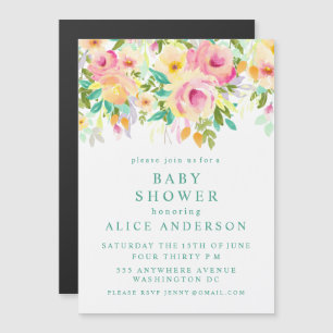 MAGNET Invitation Baby shower floral aquarelle