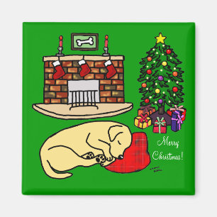 Magnet jaune de Noël de labrador retriever