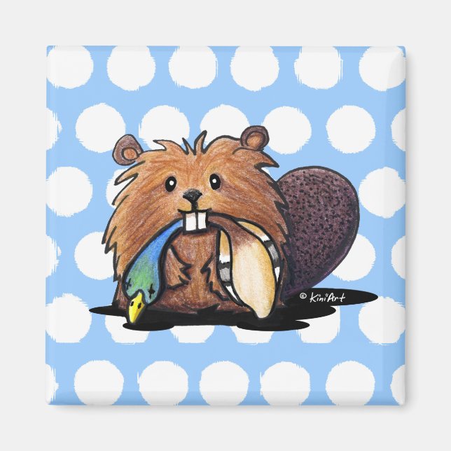 Magnet KiniArt de castor mignon (Devant)