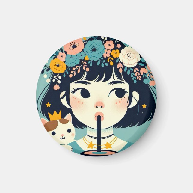 Magnet La petite fille au bubble tea“ (Devant)