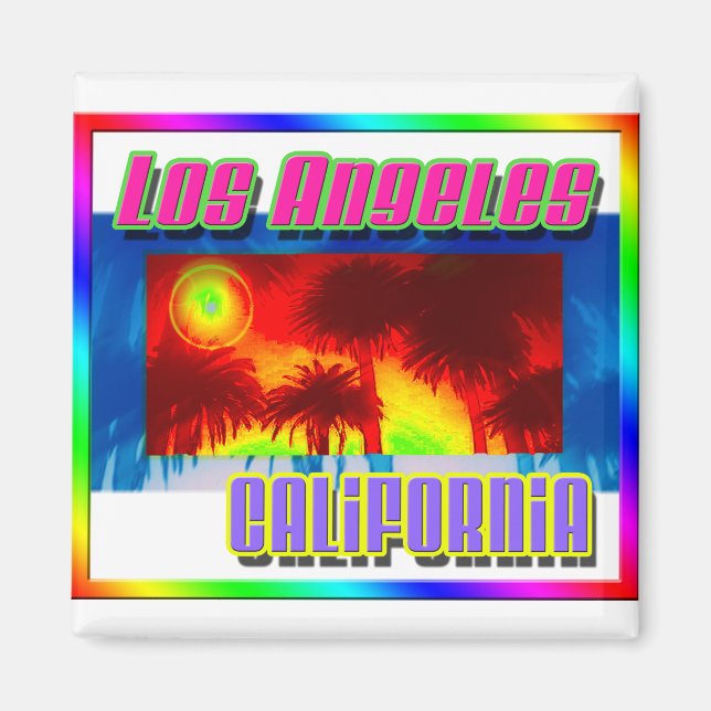Magnet "Los Angeles California Sunset Palm Trees" (Devant)