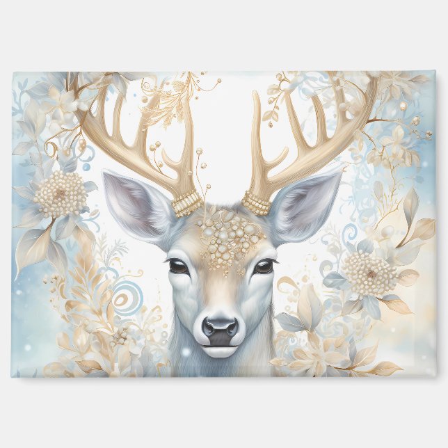 Magnet Majestic Christmas Deer en bleu (Recto)