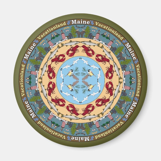 Magnet Mandala de l'État du Maine (Devant)