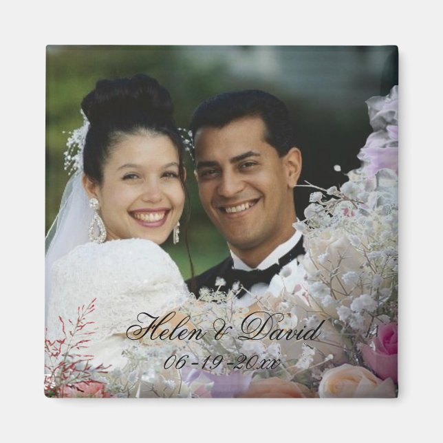 Magnet Mariage du cadre photo floral (Devant)