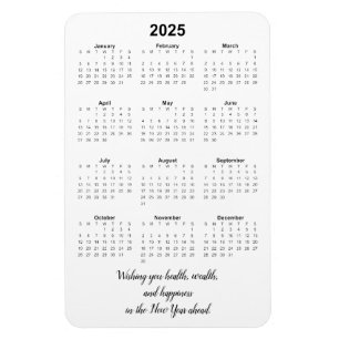 Magnet mensuel du calendrier 2025 avec devis