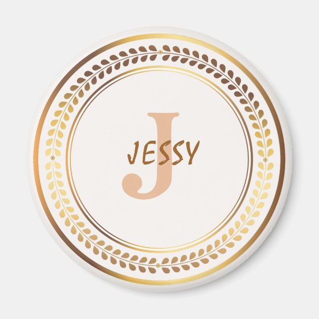 MAGNET MODÈLE DE MONOGRAMME D'OR ÉLÉGANT PERSONNAL (Devant)