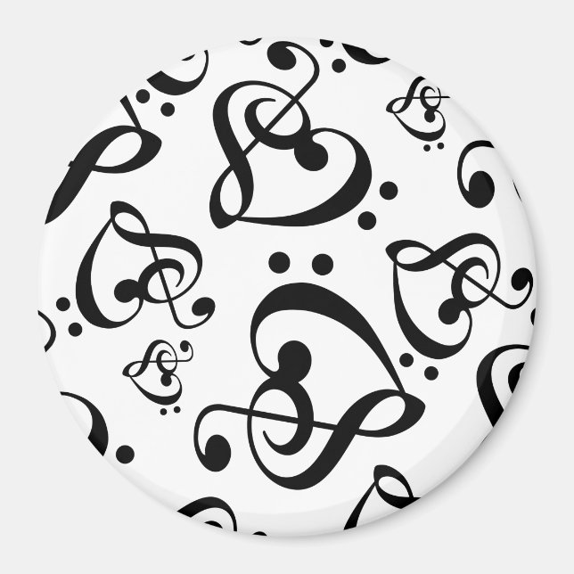 Magnet Motif de musique noir et blanc (Devant)