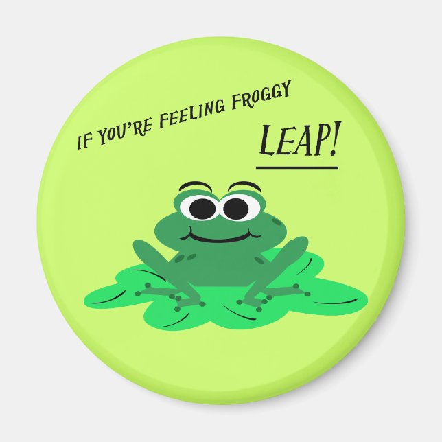 Magnet motivationnel de la grenouille caricaturale (Devant)