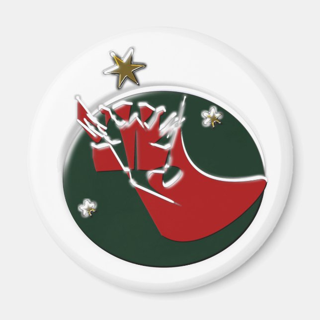Magnet Noël Le Père Noël Arrive 2/1 Pouce (Devant)