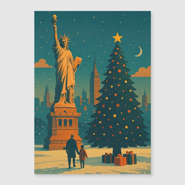 Magnet Noël Vintage New York | Statue (Devant)