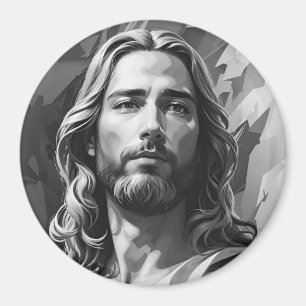 Magnet noir et blanc Jésus